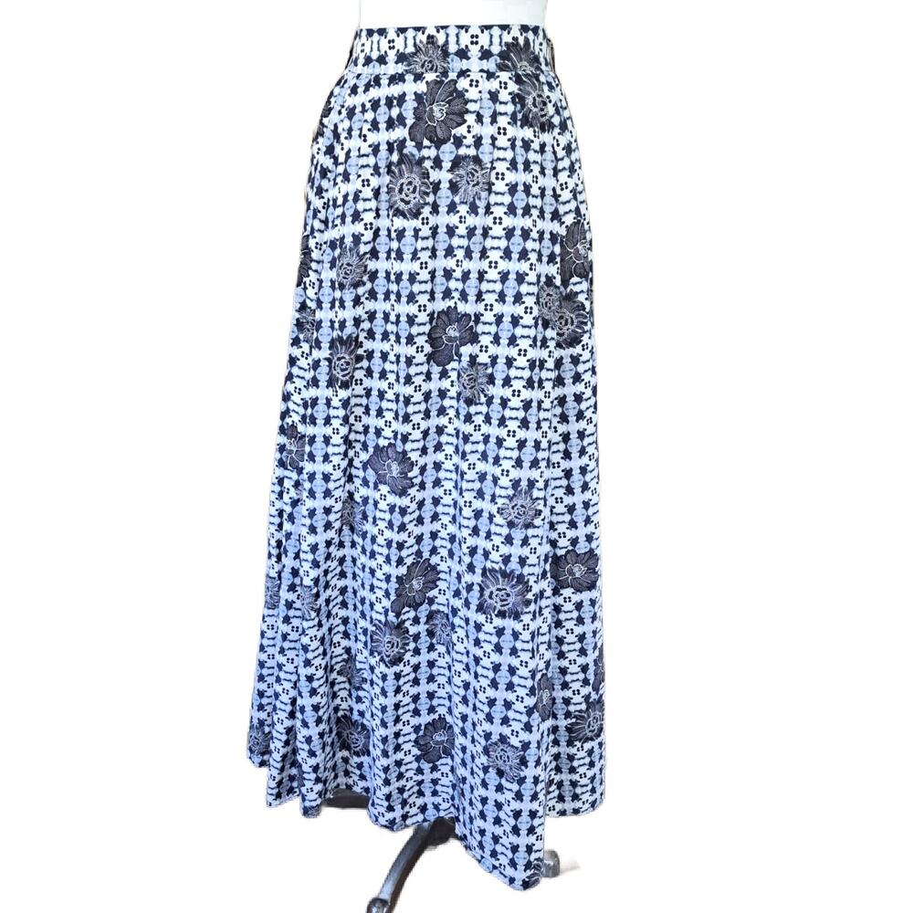 Gerard Darel Maxi Skirt Blue Floral Batik Print